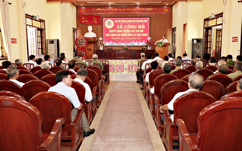 Lễ công bố Quyết định thành lập Chi hội Cựu Công an Nhân dân xã Giao Bình 